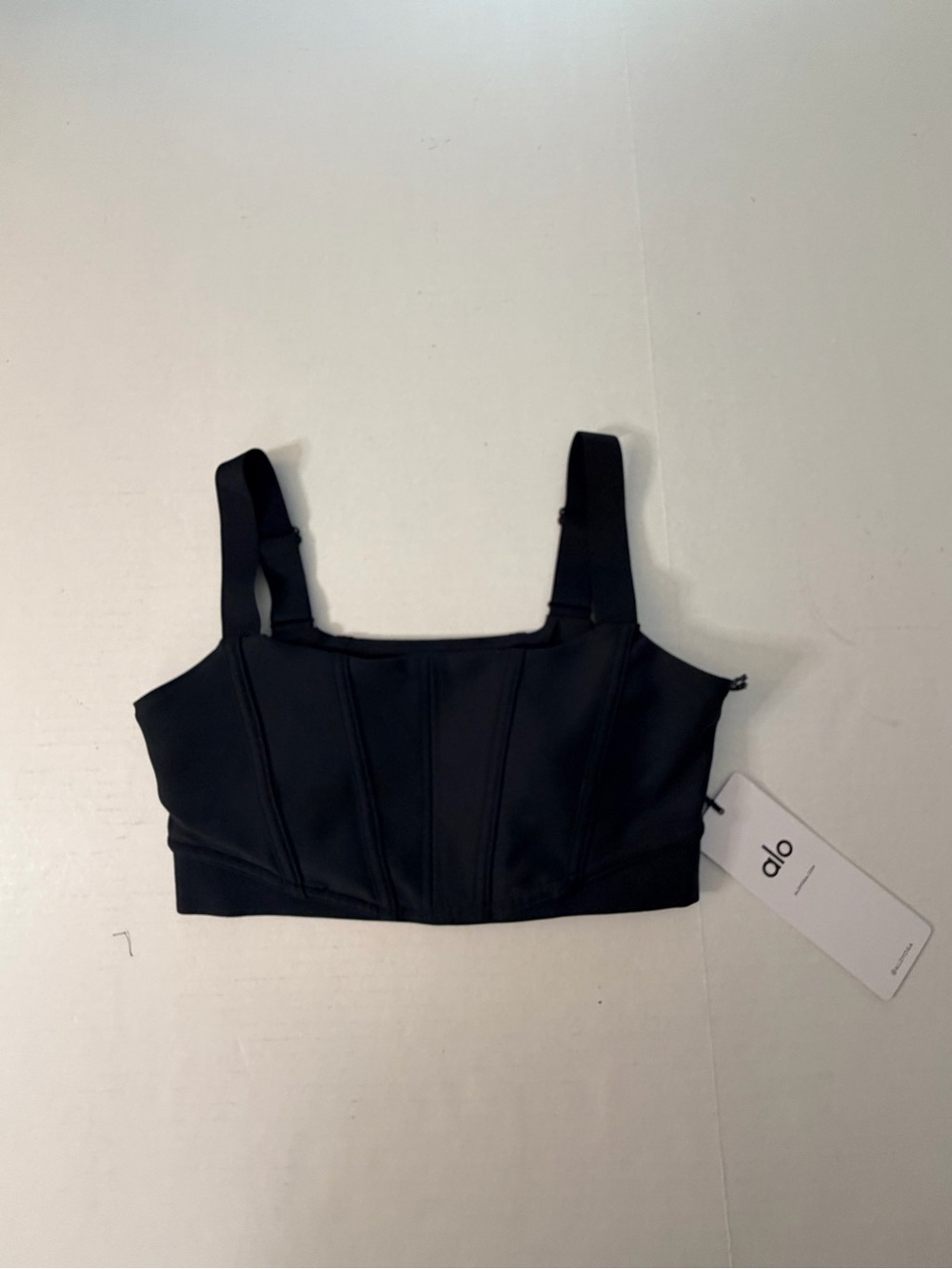 ALO Yoga Airlift Corset Black Structured Bralette w/Adjustable Straps Size S NWT